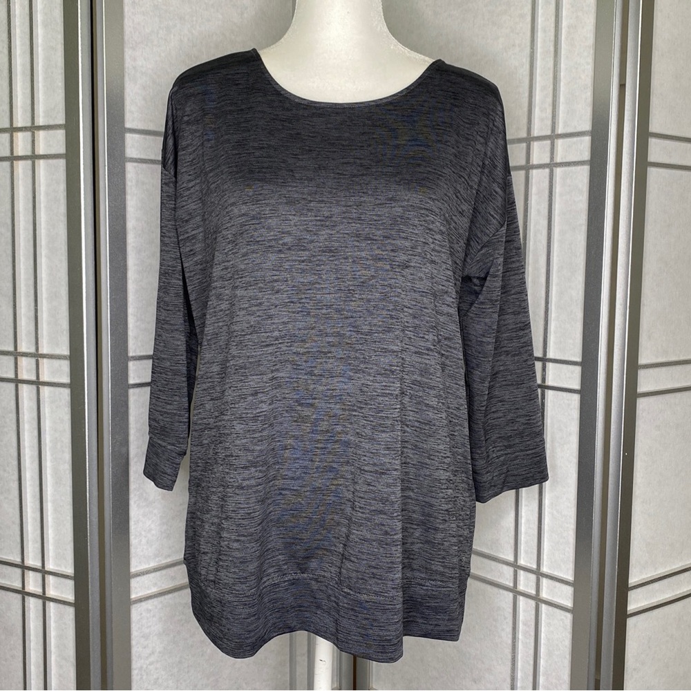 Izod Active Wear Ladies Athletic Top 3/4 Sleeve Gray Size L